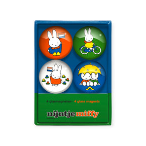 Set of 4 Miffy glass magnets in box, four round character designs
