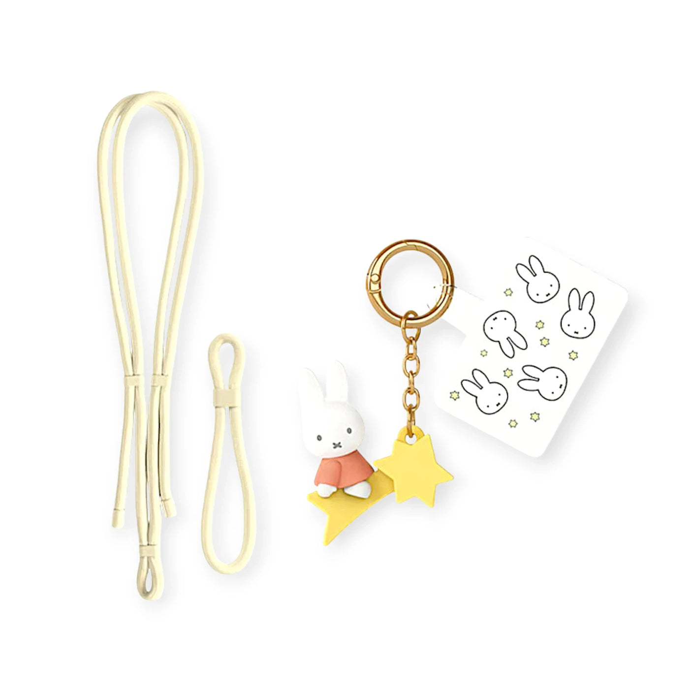 Miffy pastel phone lanyard with cream strap and yellow star bunny charm