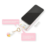 Transparent phone card holder with black phone, pastel lanyard and bunny charm