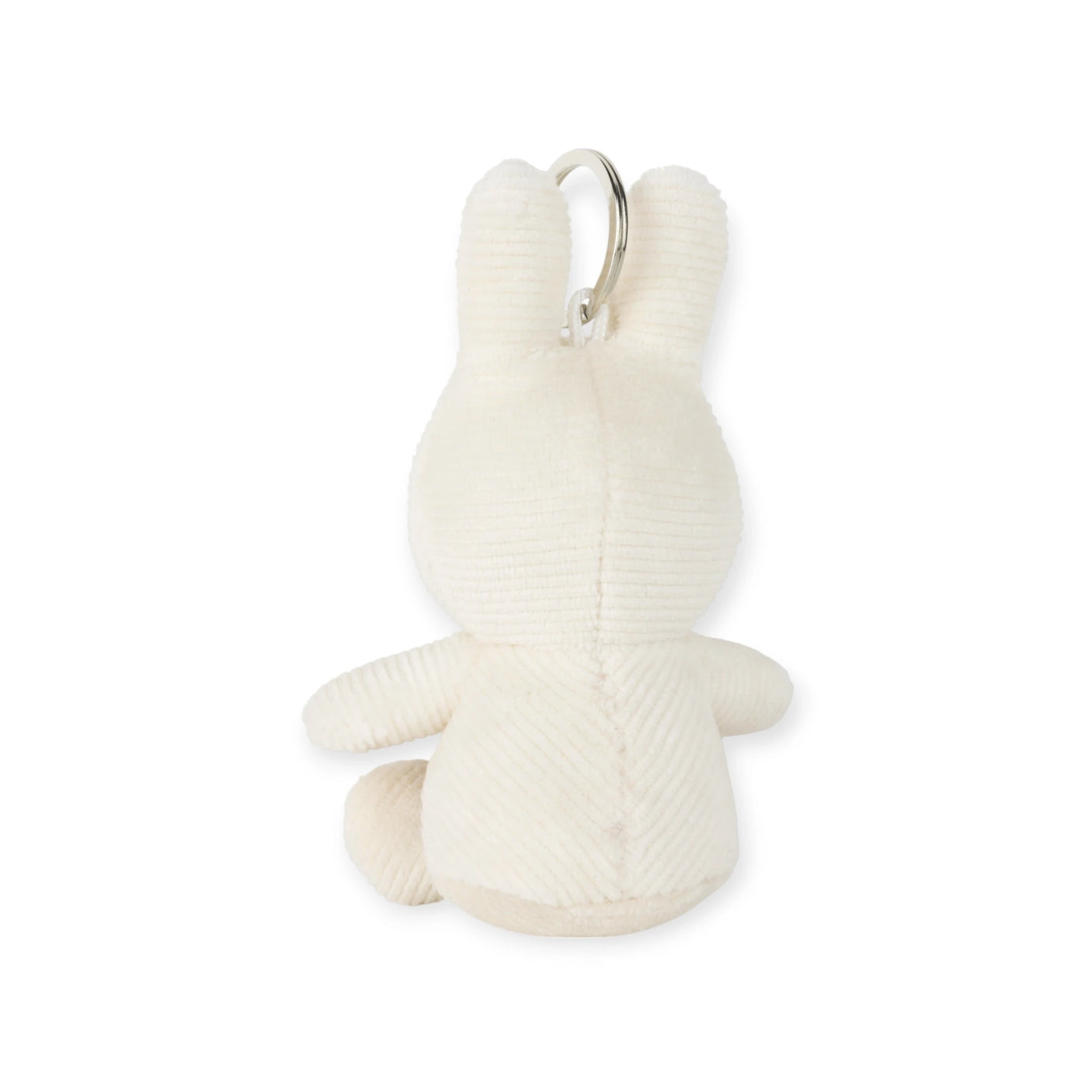 The Miffy Rainbow Plush Keychain - 10cm by Miffy is a cute rabbit-shaped keychain with elongated ears and a metal ring. Its soft design against a plain white background adds charm to any set of keys.