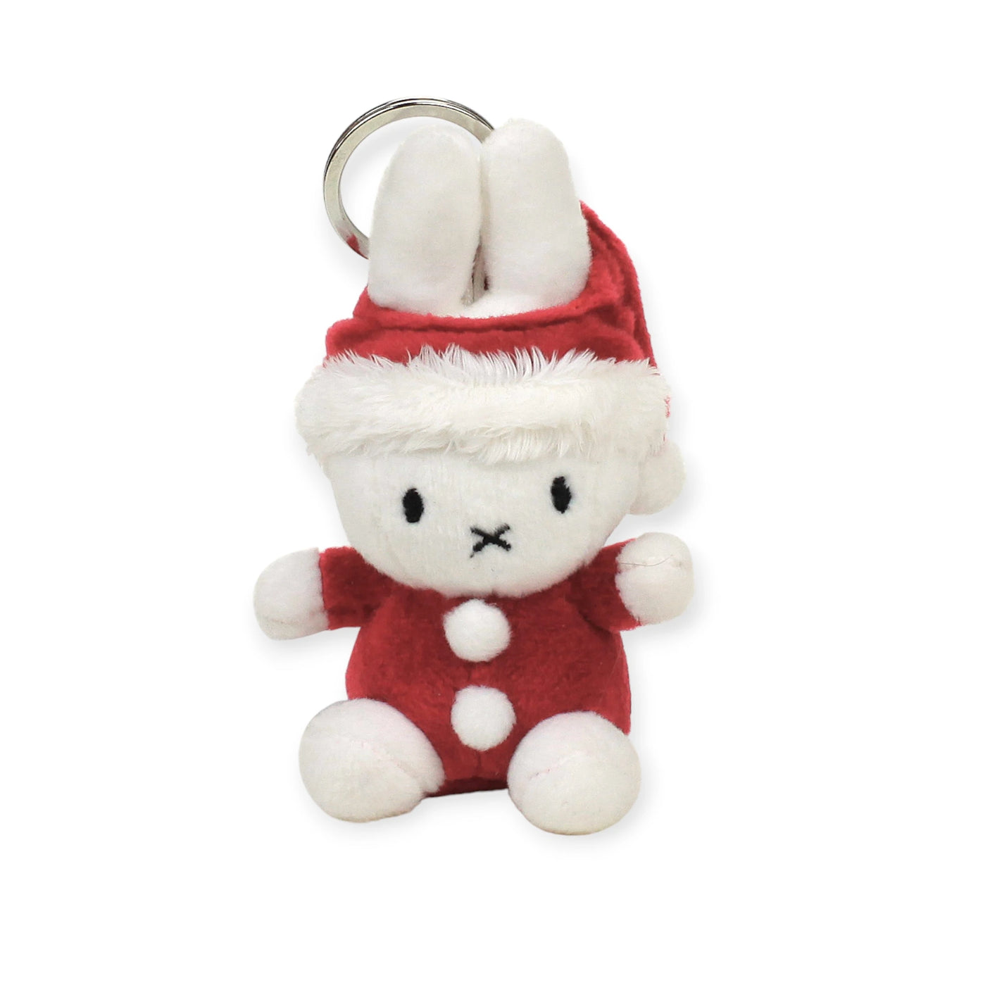 Introducing the Miffy Keychain Plush - Santa 10cm, a charming bunny decked out in a festive red and white Santa outfit. This delightful accessory from Miffy is not only adorable but also eco-friendly, as it's filled with recycled PET material, spreading holiday cheer while supporting a sustainable planet.