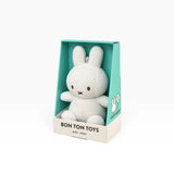 Cream mini miffy plush in green and white gift box with tall ears