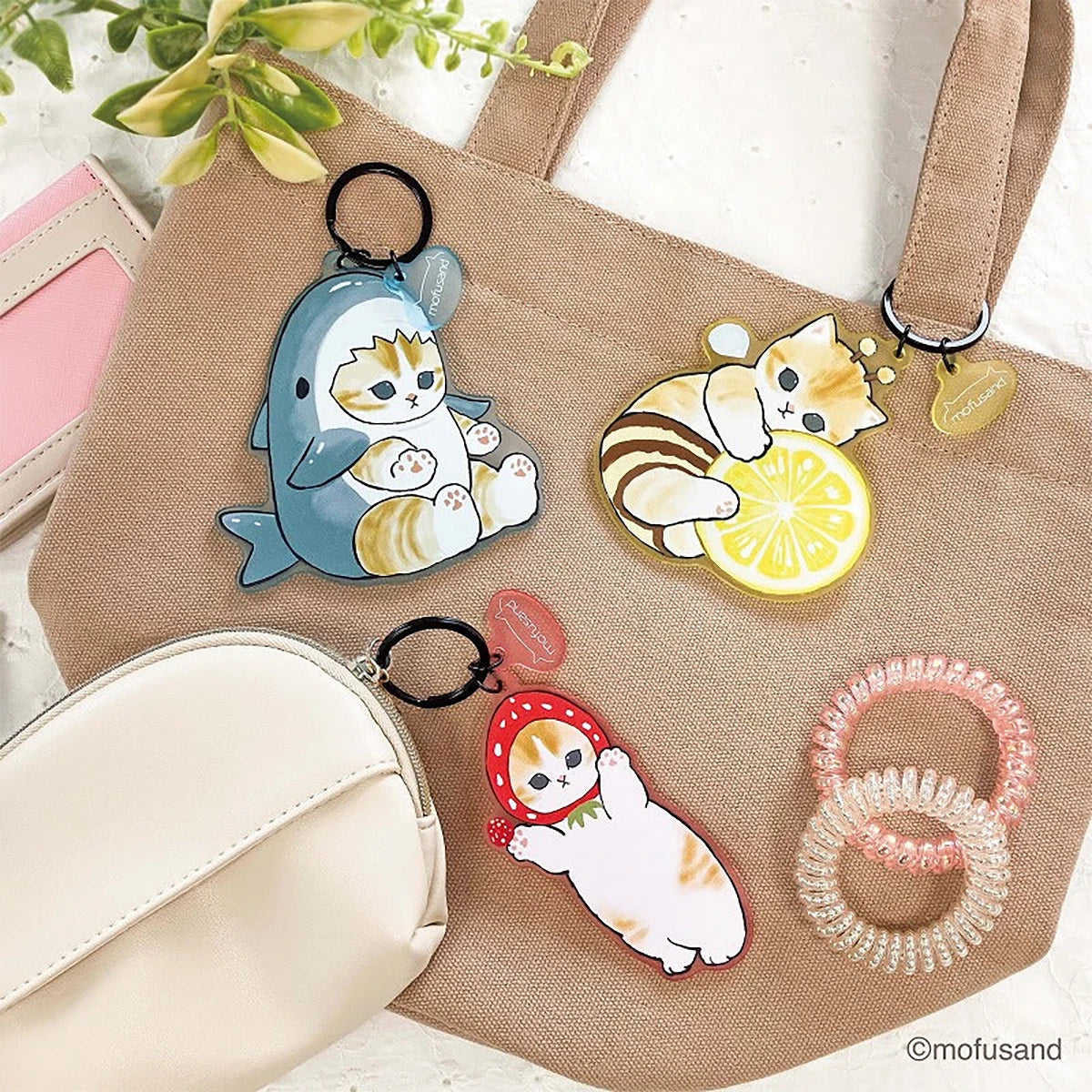 Mofusand Strawberry Cat Keychain