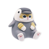 The Mofusand Premium - Aquarium Cat Blind Box figurine showcases a delightful charm with a cat dressed in an endearing penguin costume, its paws facing forward, embodying the surprise and joy typical of a blind box discovery.