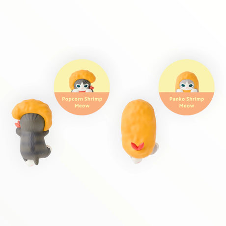 Plush shrimp hippers variety with orange and dark gray characters on a white background.