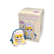 A charming Mofusand Mini Figure Blind Box - Vol 1 (Yellow) features a delightful small figure of a cat dressed in a penguin costume. The blind box is decorated with Japanese text and images of adorable figures by the talented Juno, renowned as the cat artist.