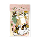 Meet the "Spring Greetings" card from Mofusand's Spring Garland Decorations, showcasing two cute cats dressed as bees with floral and leaf accents, perfect for a charming spring touch.