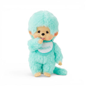 Mint green plush collectible doll with big eyes, wearing matching soft outfit