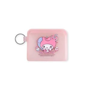 Pink card case with heart My Melody character print and keyring loop