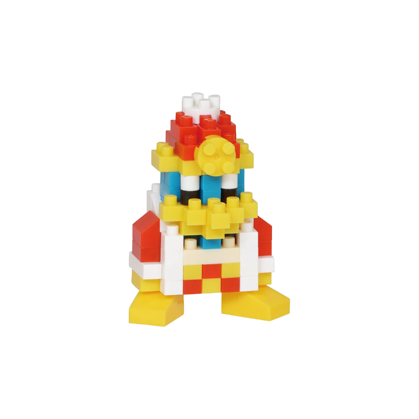 Using vibrant, interlocking pieces from the **Nanoblock Kirby Blind Bag - Vol. 2**, a delightful figure emerges in a blend of red, yellow, blue, and white shades. This charming piece from the mininano series is designed to portray a character with a round yellow beak and an eye-catching multicolored body.