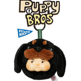 Plush dog keychain, black and white face with orange muzzle and black nose