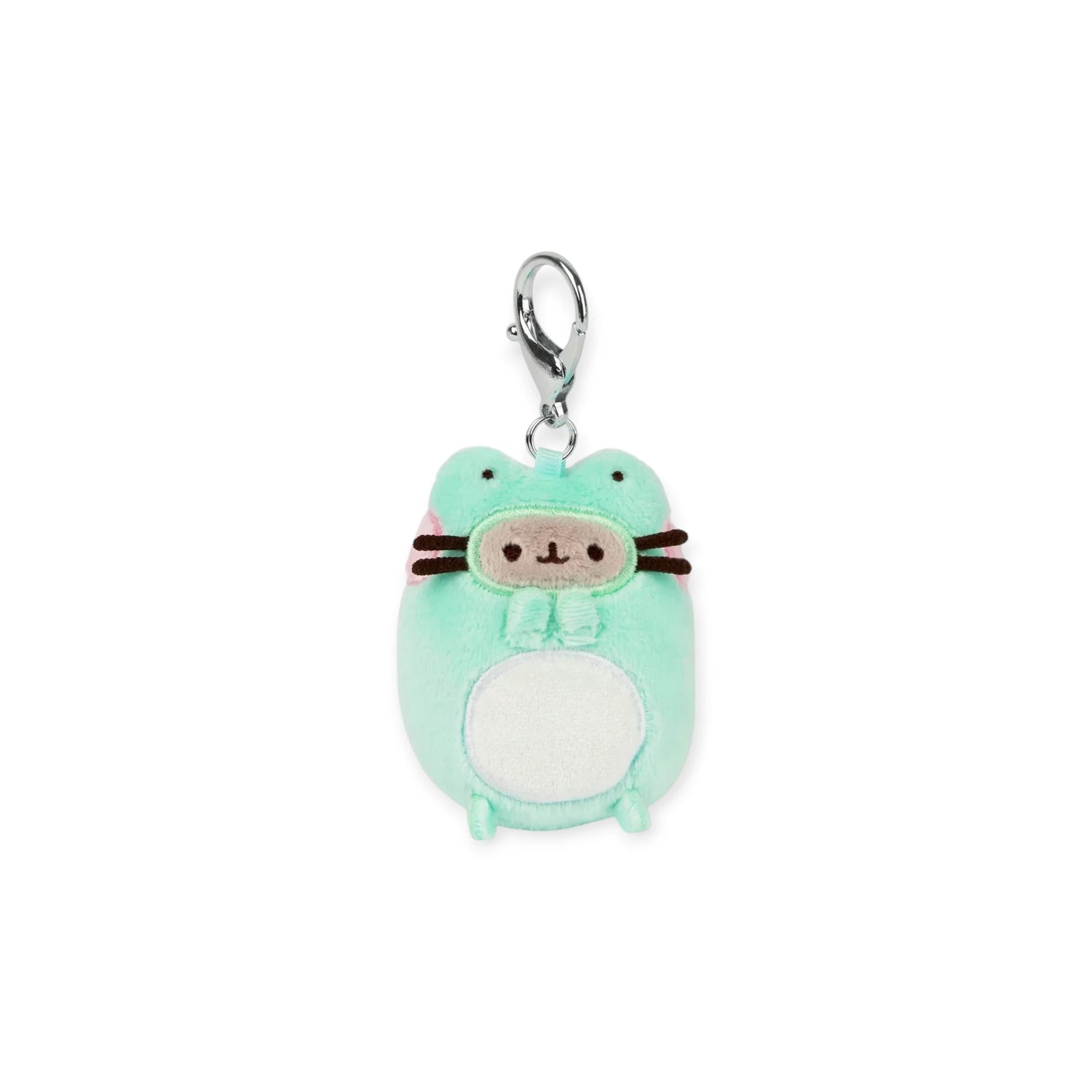 Add a cute surprise to your collection with the plush mint green Pusheen cat keychain from the Pusheen Blind Box - Enchanted Forest, featuring a white belly, brown whiskers, and a metal clip—perfect for fans of Pusheen!.