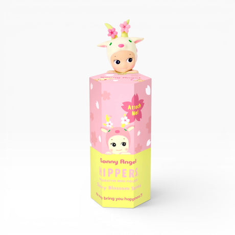 Cherry blossom Hippers blind box with pink character figure on pastel packaging