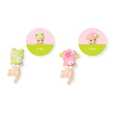 Cherry blossom Hippers mini figures: frog and sheep character displays
