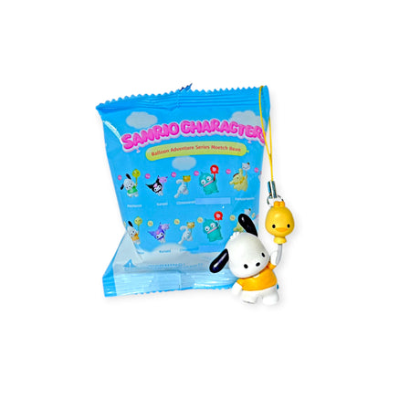 Hello Kitty & Sanrio Balloon Adventures - Blind Bag featuring a small white and black dog charm holding a yellow balloon charm by Hello Kitty.