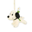 Snoopy plush keychain with flower, dangling gold beaded chain