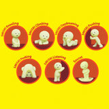 Smiski Series 2 blind box checklist card showing seven figure pose options