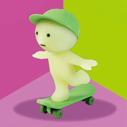 Skateboarding figure from the Smiski Sunday Lineup