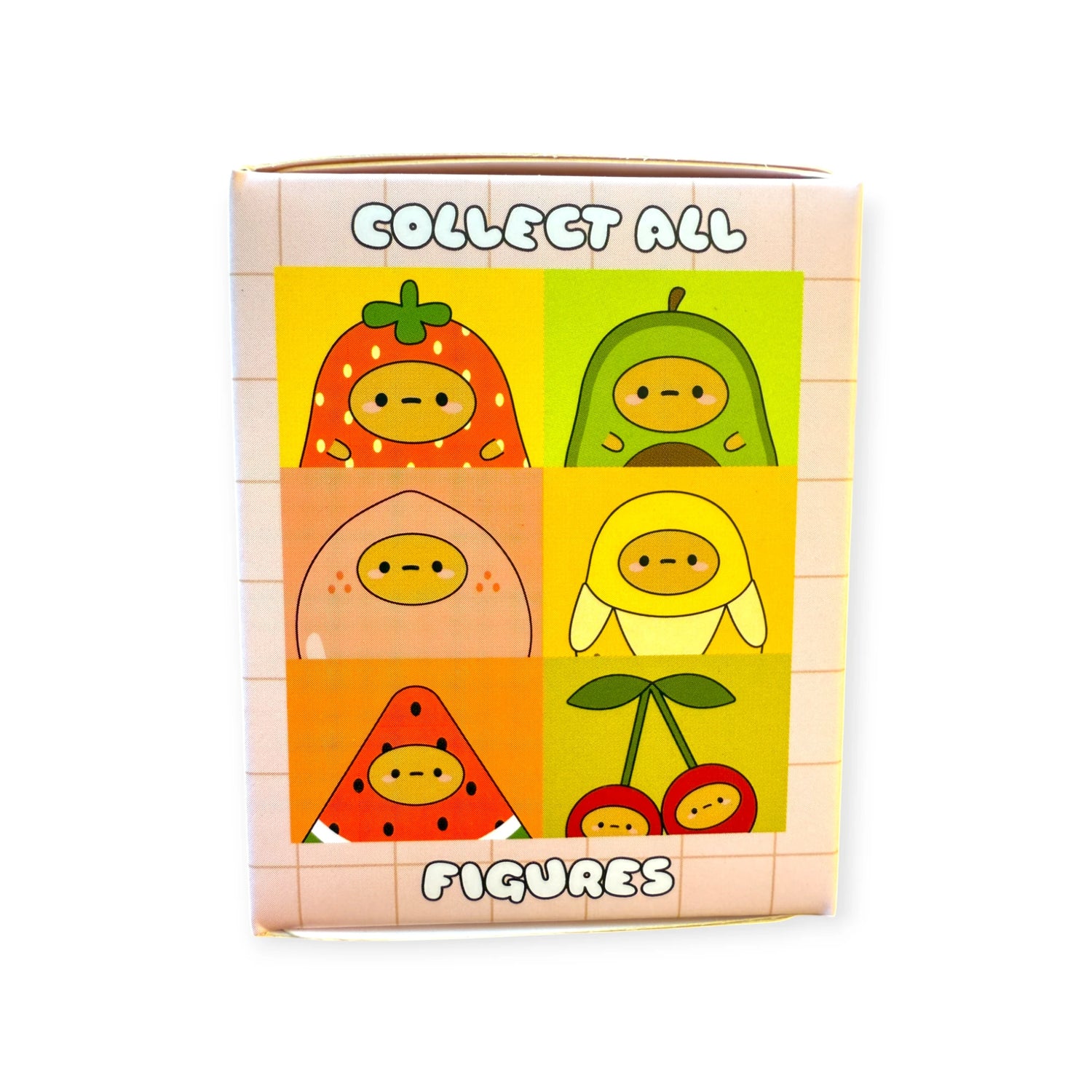 The Smoko Tayto Fruit Blind Box by Smoko features six cute, oval-faced vinyl figures in fruit or dessert-themed costumes. Collect them all!.