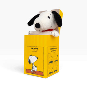 Snoopy quilted plush in yellow gift box with Snoopy character prints