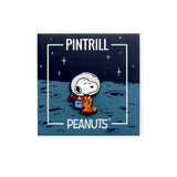 PintRill Peanuts pin card with Snoopy in orange spacesuit on blue space scene