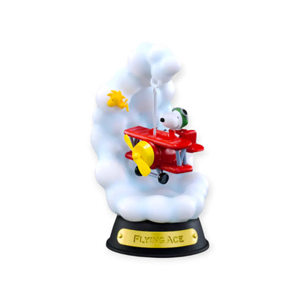 Swing ornament figurine with red plane and yellow star on white cloud base