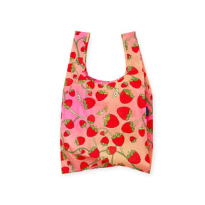 Strawberry printed tote bag with wide straps
