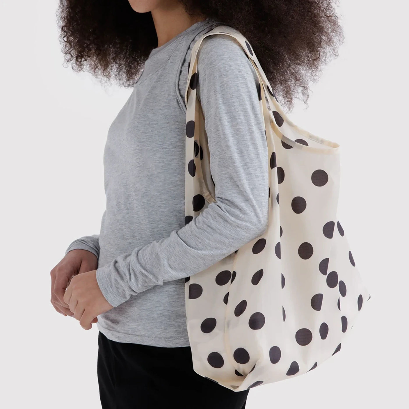 Standard Baggu Bag - Cream and Black Polka Dot