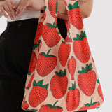 Baggu standard tote bag with strawberry print on cream background