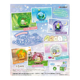 Showcasing six clear dome toy setups with adorable animals in themed environments like snowy and oceanic scenes, the Re-Ment Sumikko Globe Blind Box includes product packaging and the Sumikko Globe logo.