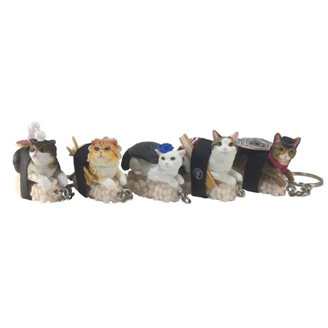 Explore the enchanting world of Mofusand's Sushi Cat Keychain Blind Box - Vol.2! This collection features four cute cat figurines each cleverly disguised as a sushi roll and decorated with distinct accessories, making them perfect for keychains. Experience the thrill of opening a Blind Box to discover which delightful Sushi Cat Keychain will be added to your collection.