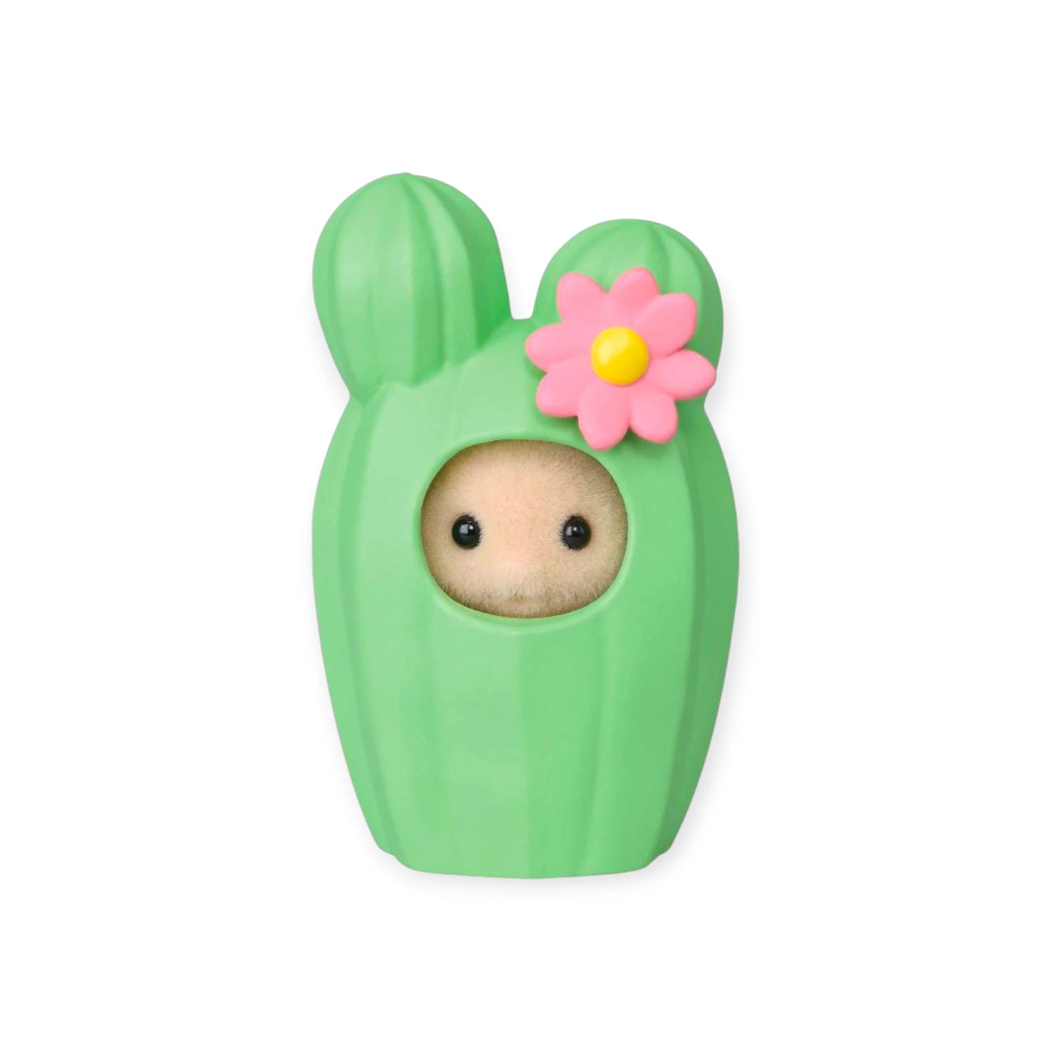 Green cactus-style baby figurine with pink flower headpiece