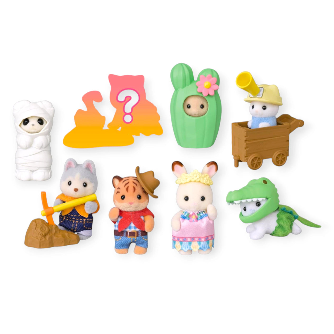 Assorted baby animal figurines with accessories in a group