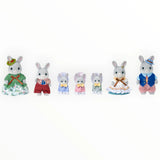 Sylvanian Families - Cottontail Rabbit Family Celebration Set with seven bunny figurines in colorful festive attire by Epoch