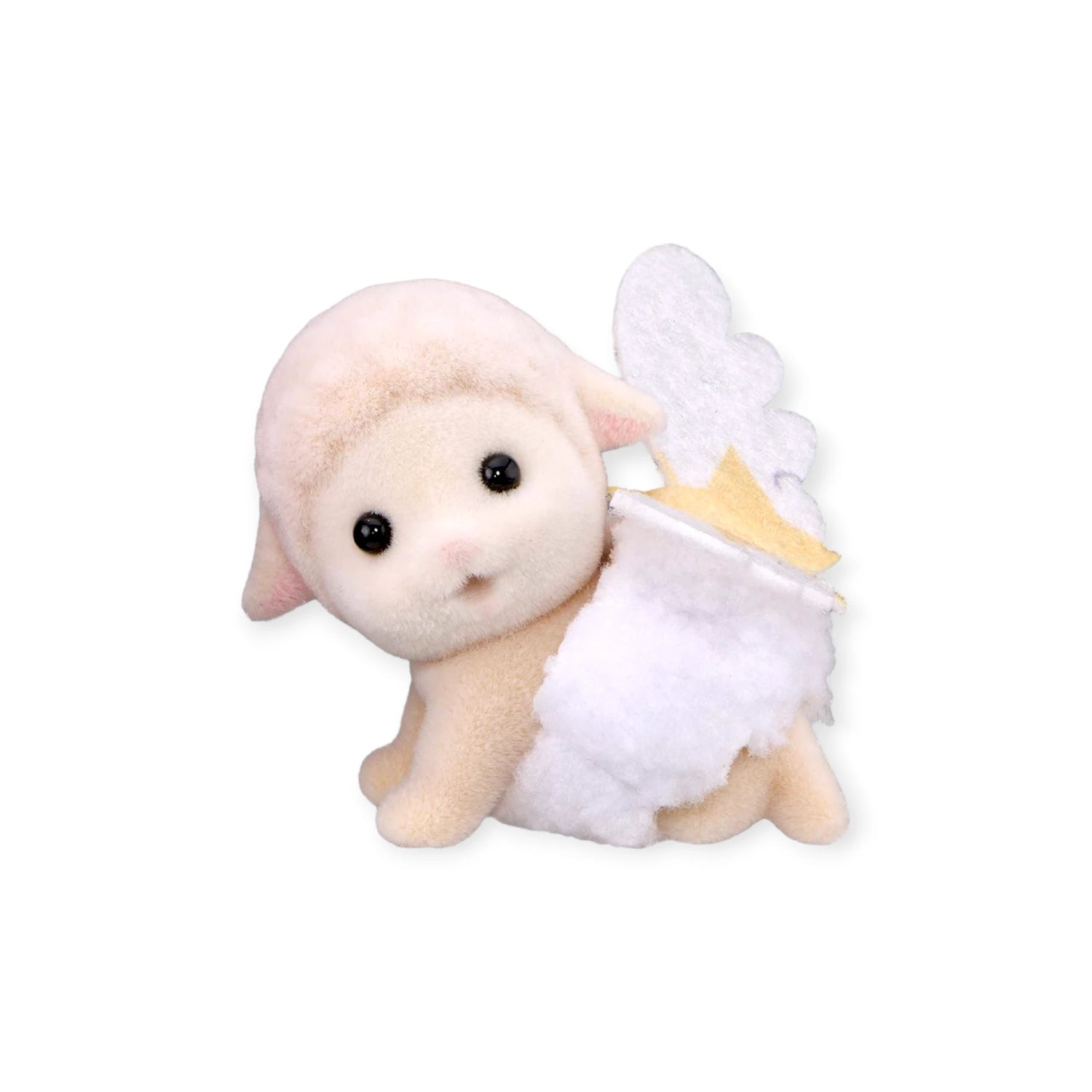 White bear cub plush figurine with star cape and gray wing hood