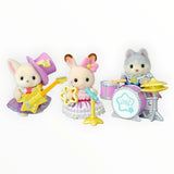 Sylvanian Families - Baby Starry Concert Set with three baby animal figures playing guitar, singing, and drums in colorful outfits