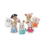 Explore the captivating Sylvanian Families Blind Bag - Baby Costume Series, which includes seven charming animal figurines dressed in enchanting costumes such as a ghost, pirate, wizard, and fairy. Plus, experience the thrill of discovering a surprise mystery figure among them!