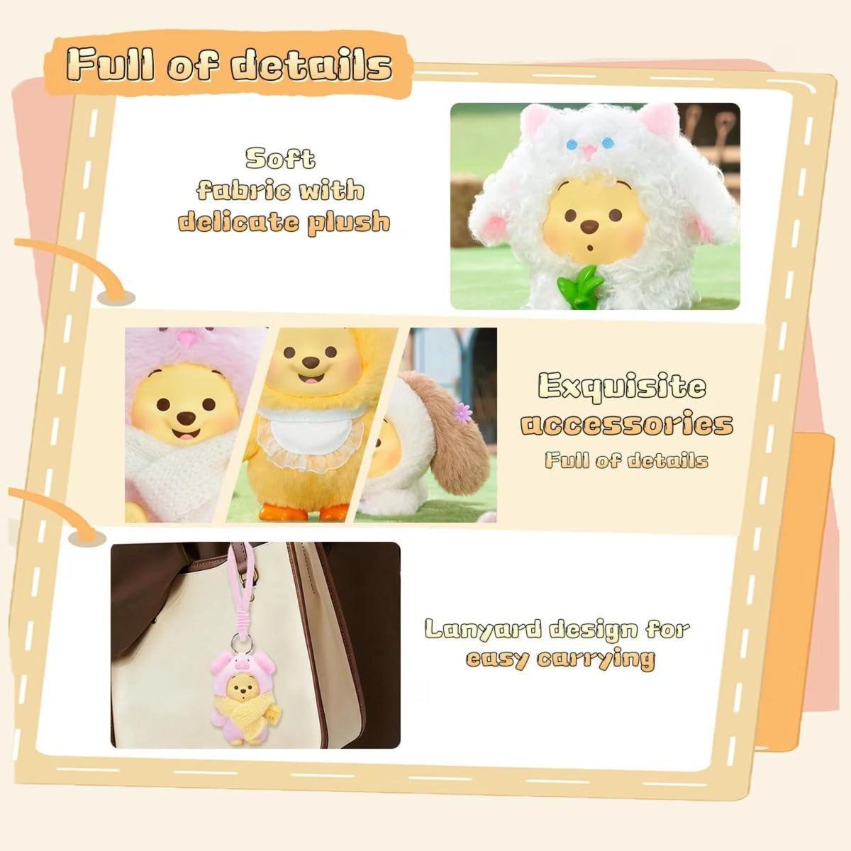 Happy Farm Series plush details blind box packaging with multiple figures