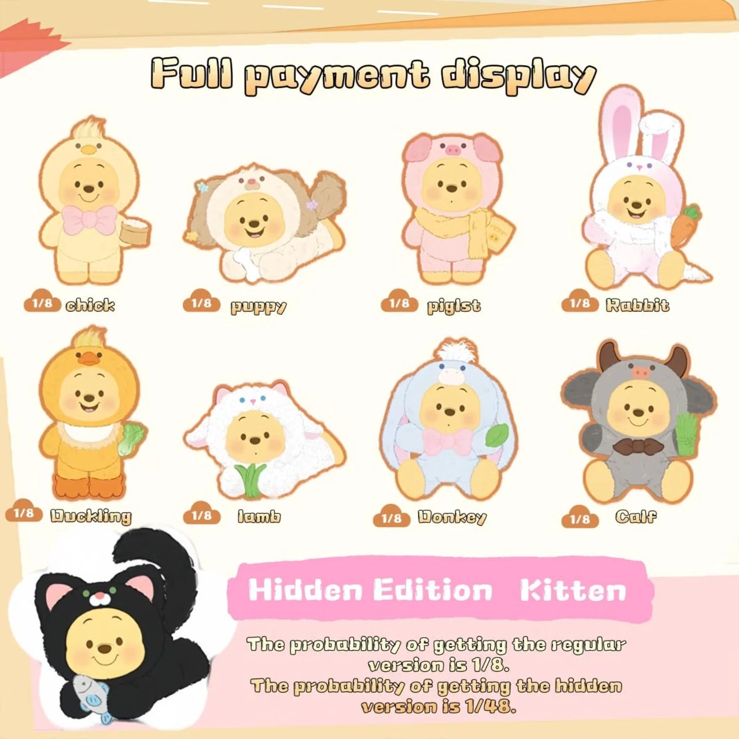 Happy Farm series blind box display card with hidden edition kitten section