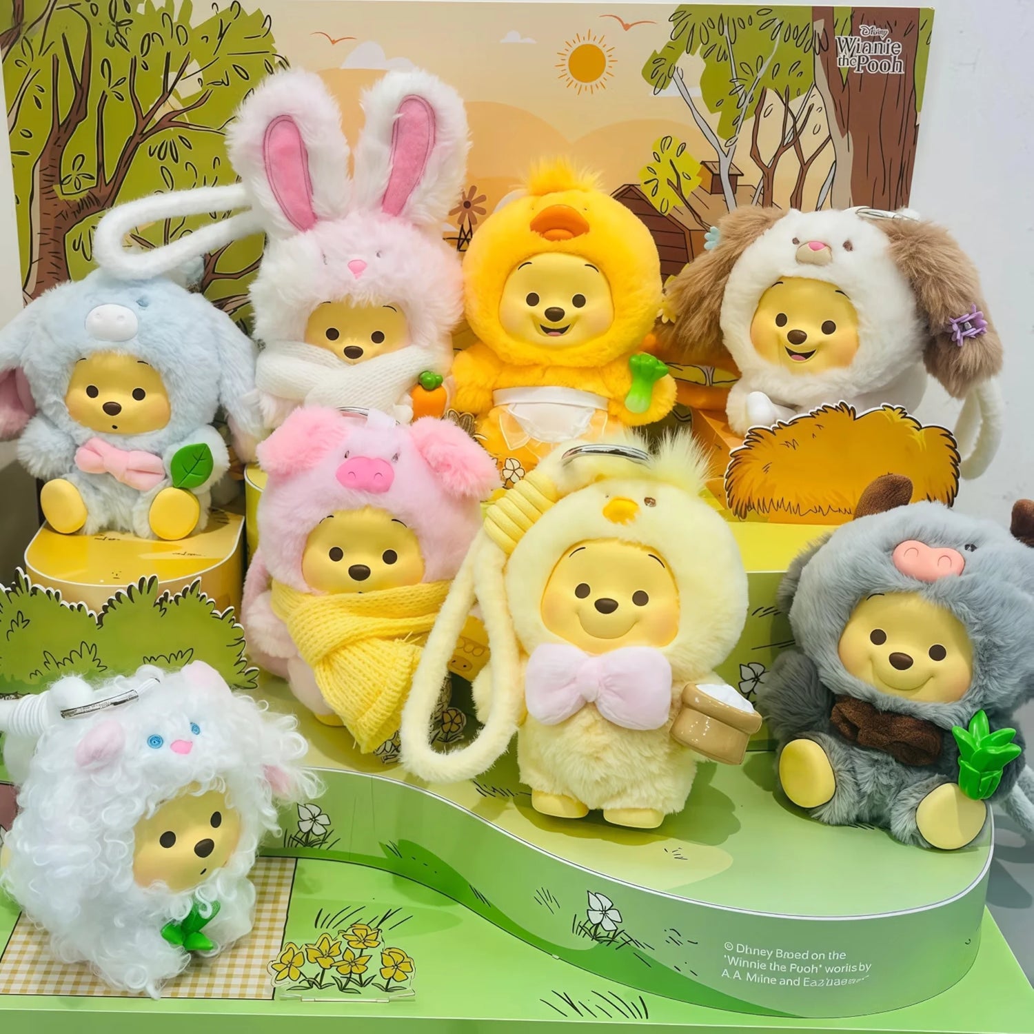 Assorted Happy Farm series plush figures in animal costumes, multi-pack style