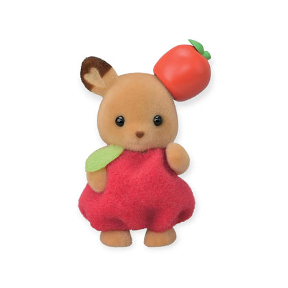 Sylvanian Families blind bag rabbit figure in red dress with green leaf hat